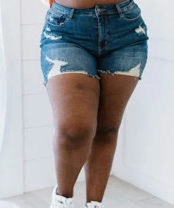 Trendsi Judy Blue McKenna Destroyed Cutoff Denim Shorts Apparel