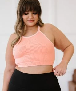 Trendsi Delmar Scoop Neck Cropped Cami In Neon Coral Apparel