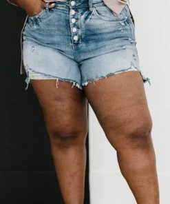 Trendsi Judy Blue Desi High Rise Button Fly Cutoff Shorts (GHG-1XL) M