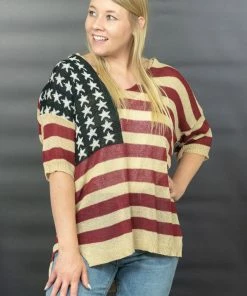 Trendsi Sweet Liberty Flag Print Sweater Apparel