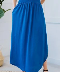 Trendsi Hanley Midi Skirt - Blue & Camel (GHG-S-BLUE)