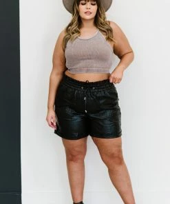 Trendsi Make It Happen Faux Leather Paper Bag Shorts In Black Crocodile (GHG-S) GHG- Shop Singles
