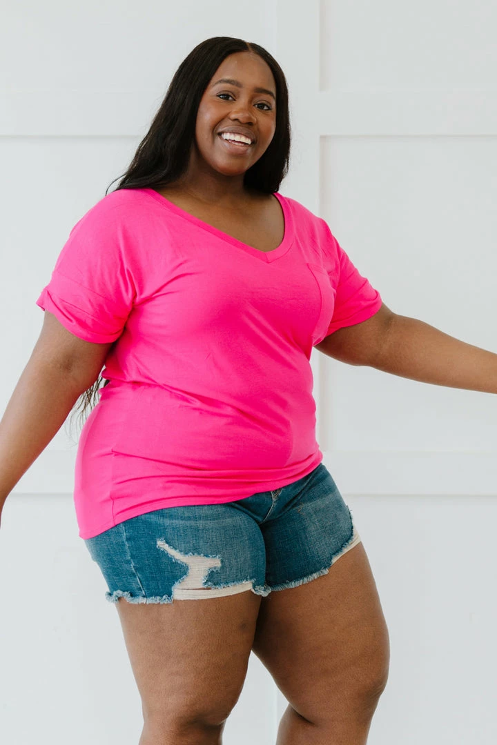 Trendsi Tee Shirt Weather Pocketed Tee In Fuchsia & Navy Apparel 9 Trendsi Tee Shirt Weather Pocketed Tee In Fuchsia & Navy Apparel