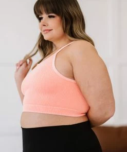 Trendsi Delmar Scoop Neck Cropped Cami In Neon Coral Apparel