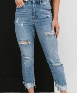 Trendsi Taking It Easy Distressed Straight Leg Jeans Apparel