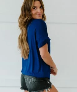 Trendsi Tee Shirt Weather Pocketed Tee In Fuchsia & Navy Apparel 37 Trendsi Tee Shirt Weather Pocketed Tee In Fuchsia & Navy Apparel