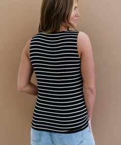 Trendsi Let's Be Honest Front Knot Stripe Tank In Black 29 Trendsi Let's Be Honest Front Knot Stripe Tank In Black