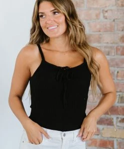 Trendsi Laced-Up Luxe Ribbed Bodysuit