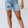 Trendsi Apparel Judy Blue Hallie Mid-Length Denim Patch Shorts