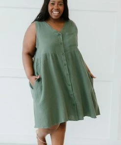 Trendsi Apparel Farmers' Market Button-Up Sleeveless Dress