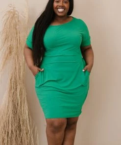 Trendsi Layla Tie-Waist Dress In Ash Mocha, Deep Camel And Kelly Green Apparel