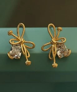 Trendsi Bow Cubic Zirconia Earrings Apparel
