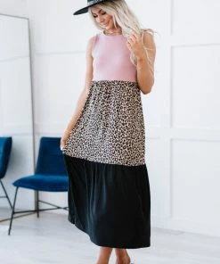 Trendsi Girl Next Door Leopard Color Block Dress
