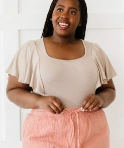 Trendsi White Birch Apple Of My Eye Flutter Sleeve Bodysuit