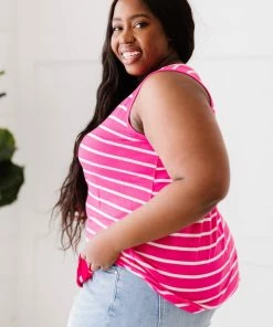 Trendsi Call Me Maybe Stripe Top - Pink & Coral Apparel