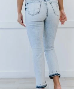 Trendsi RISEN Stella Acid Wash Distressed Straight Jeans Apparel