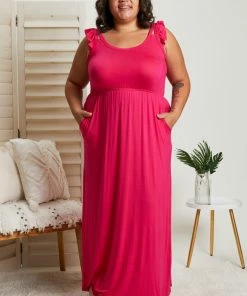 Trendsi Santa Monica Flutter Sleeve Maxi Dress
