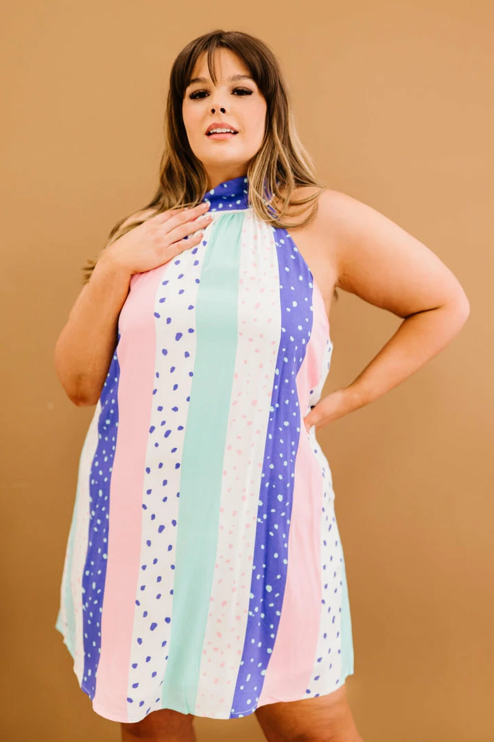 Trendsi Pastel Polka Dot Mixed Print Dress 2 Trendsi Pastel Polka Dot Mixed Print Dress