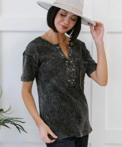 Trendsi Mineral Washed Thermal Knit Top