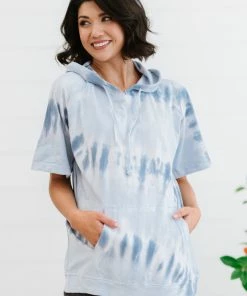 Trendsi Watching Clouds Tie-Dye Short-Sleeved Hoodie 16 Trendsi Watching Clouds Tie-Dye Short-Sleeved Hoodie
