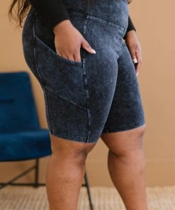 Trendsi Apparel Kickin' Back Mineral Wash Biker Shorts With Pockets