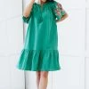 Trendsi Flowers For You Embroidered Dress In Green