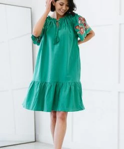 Trendsi Flowers For You Embroidered Dress In Green