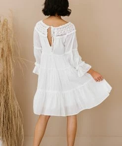 Trendsi Up, Up, And Away Tiered Crochet Trim Dress Apparel