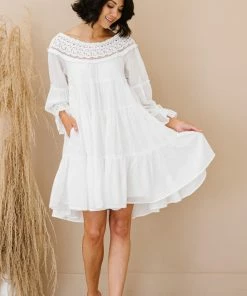 Trendsi Up, Up, And Away Tiered Crochet Trim Dress Apparel