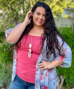 Boutique Simplified Smokey Floral Kimono Cardigan