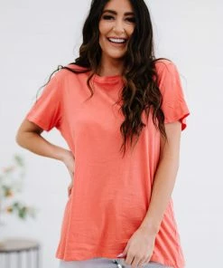 Trendsi Rollercoaster Vibes Tee In Deep Coral Apparel