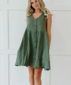 Trendsi Apparel Farmers' Market Button-Up Sleeveless Dress