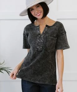 Trendsi Mineral Washed Thermal Knit Top