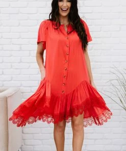 Trendsi Fly With Me Button Down Ruffle Dress