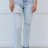 Trendsi RISEN Stella Acid Wash Distressed Straight Jeans Apparel