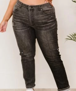 Trendsi RISEN Guess What? Mid-Rise Distressed Jeans With Pockets Apparel