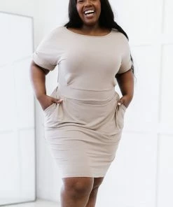 Trendsi Layla Tie-Waist Dress In Ash Mocha, Deep Camel And Kelly Green Apparel