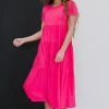 Trendsi Tiered Midi Dress In Fuchsia Apparel