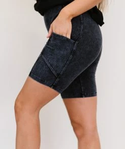 Trendsi Apparel Kickin' Back Mineral Wash Biker Shorts With Pockets