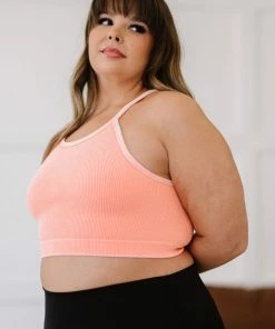 Trendsi Delmar Scoop Neck Cropped Cami In Neon Coral Apparel