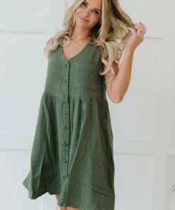 Trendsi Apparel Farmers' Market Button-Up Sleeveless Dress