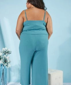 Trendsi Apparel Still Into You Ribbed Jumpsuit In Dusty Teal