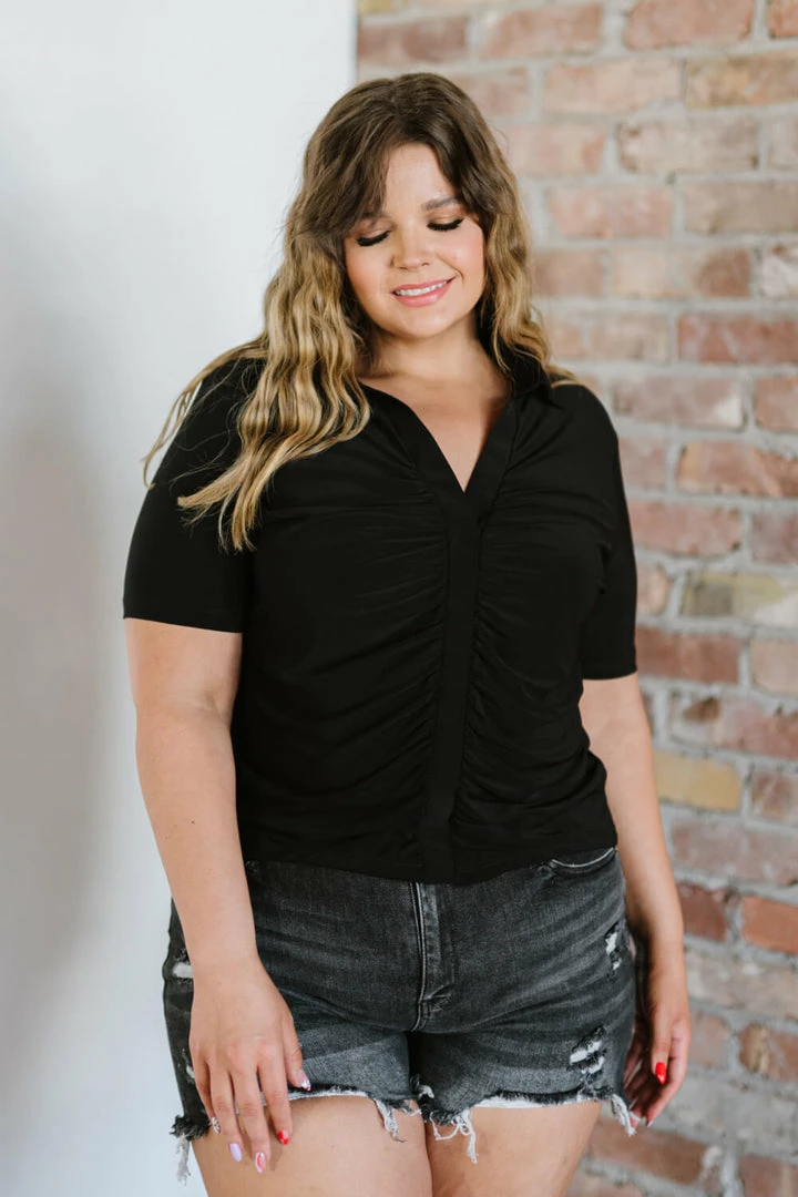 Trendsi I'm All Yours Ruched V-Neck Top 10 Trendsi I'm All Yours Ruched V-Neck Top