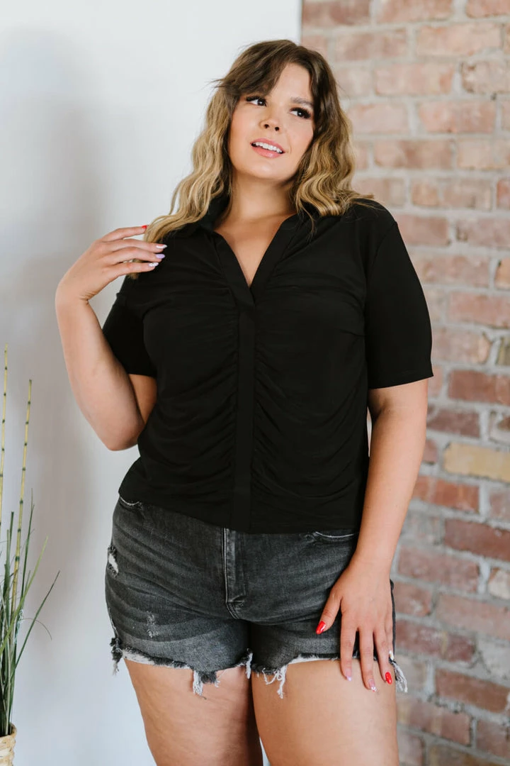 Trendsi I'm All Yours Ruched V-Neck Top 9 Trendsi I'm All Yours Ruched V-Neck Top