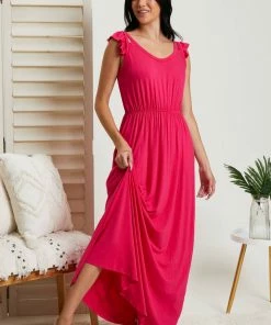 Trendsi Santa Monica Flutter Sleeve Maxi Dress