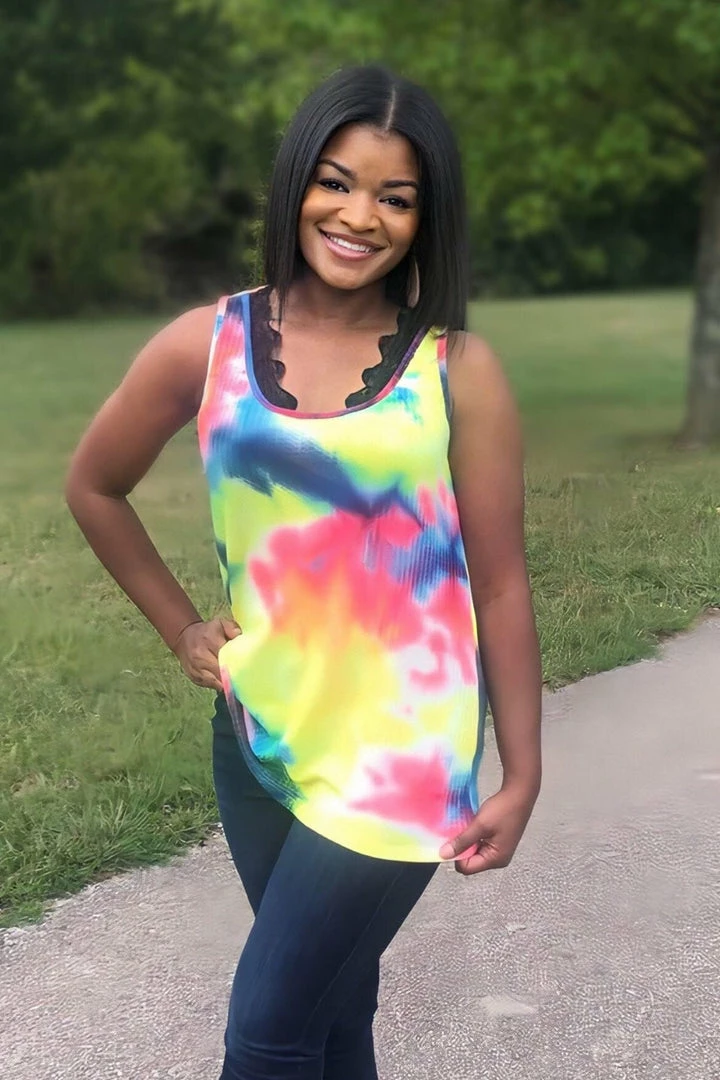 Boutique Simplified 80's Remix Tie Dye Tank 9 Boutique Simplified 80's Remix Tie Dye Tank