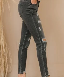 Trendsi Kancan Maggie Mid-Rise Distressed Skinny Jeans Apparel