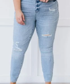 Trendsi Judy Blue Jen High-Waist Distressed Skinny Jeans Apparel