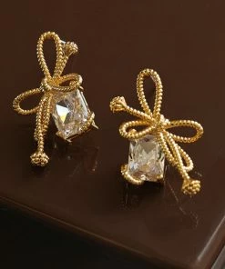 Trendsi Bow Cubic Zirconia Earrings Apparel