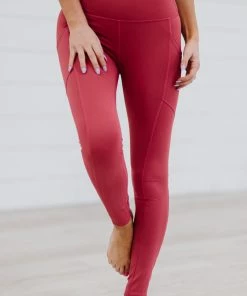 Trendsi Apparel Step Aside Athletic Leggings With Pockets In Rose